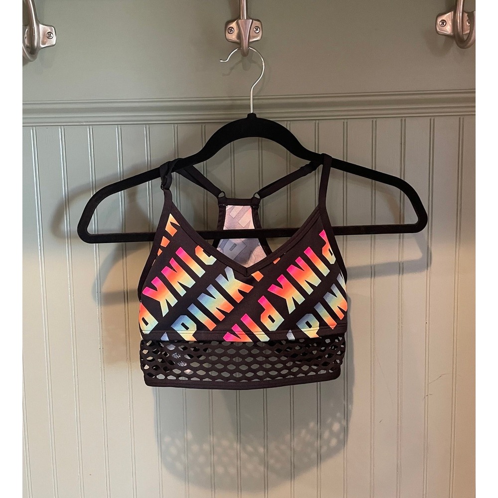 Victorias Secret PINK Bralette Bra Rainbow Logo Womens Size XS